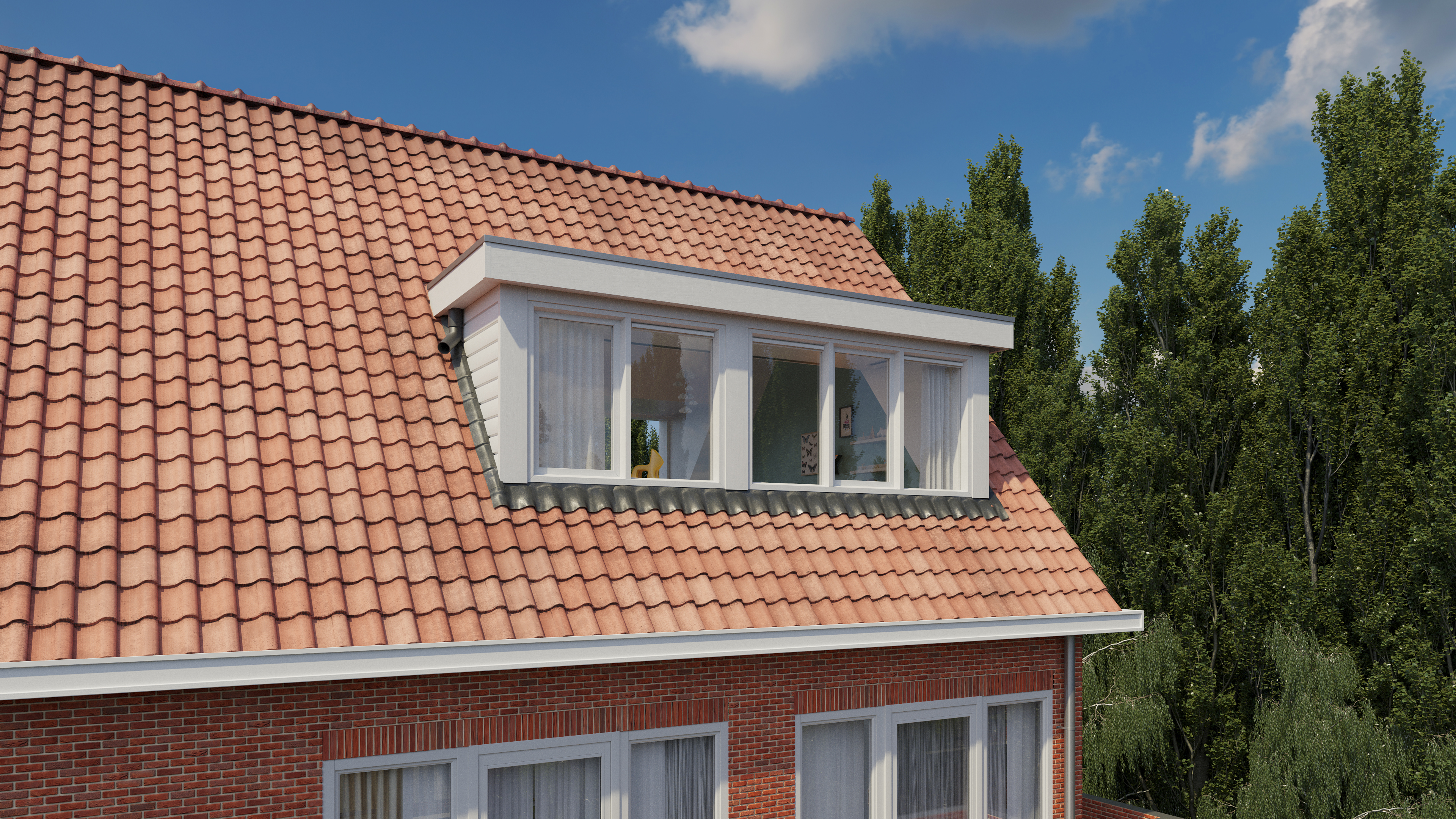 Kosten dakkapel 5 meter. Witte dakkapel plat dak. Een grote dakkapel heeft veel indelingsmogelijkheden, zoals meerdere draaikiepramen.