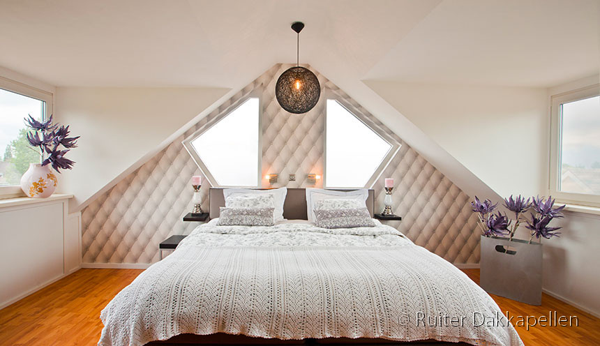 Slaapkamer op zolder met Ruiter Dakkapellen.