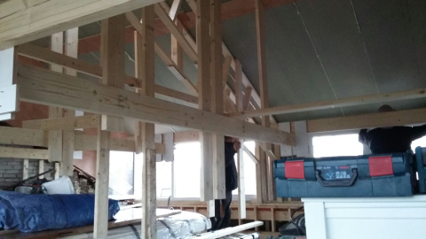 binnen tijdens plaatsing dakopbouw